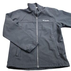 Columbia Jacket Mens Medium Black Softshell Full Zip Fleece Lined Hiking Outdoor